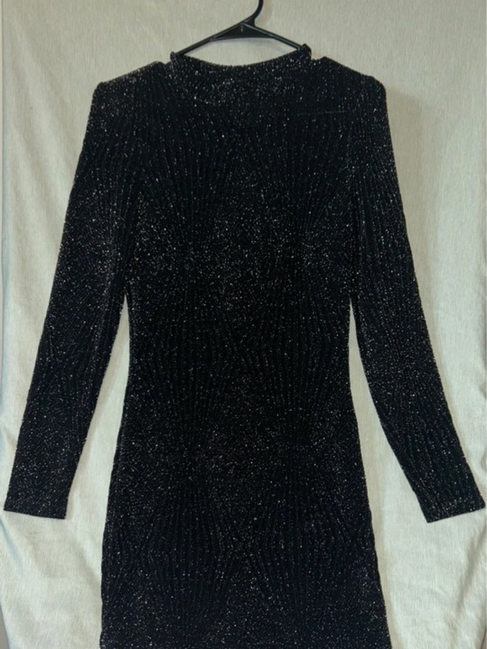 Windsor Black Sparkle Long-Sleeve Bodycon Dress
